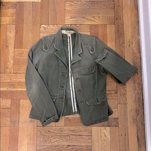 Army green blazer.